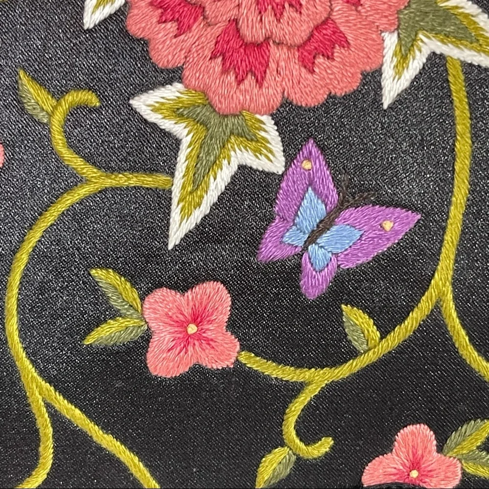 Papillon Athiro Domen for Lageyre Black Velvet Silk Embroidered Vintage Handbag - Picture 4 of 5